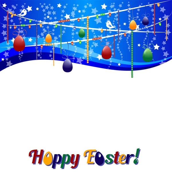 Background for Easter with colored eggs on garland — Stock Vector