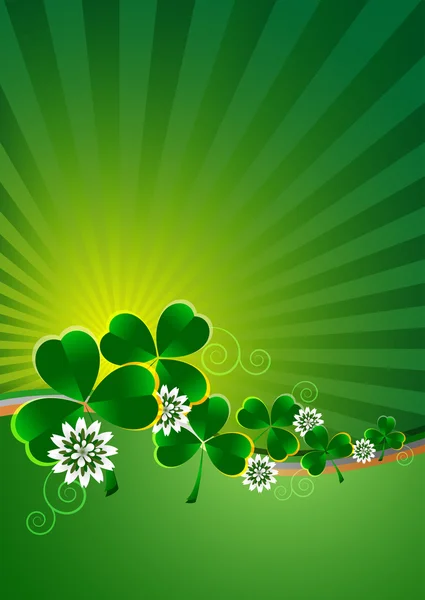 Holiday card on St. Patrick's Day. March 17. Striped background with clovers — Stock Vector