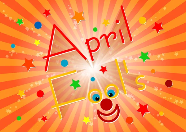 Carte postale le 1er avril - jour d'avril Fool's day. Fond rayé orange — Image vectorielle