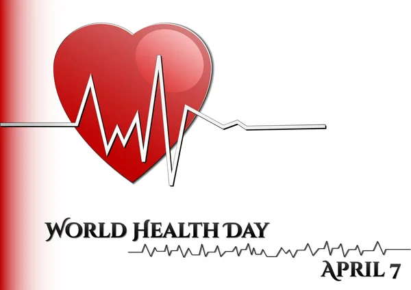 Abstract background with medical symbols. World Health day. Heart with rhythm — Stock Vector