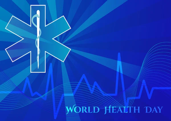 Abstract background with medical symbols. World Health day. Star of Life — Stock Vector