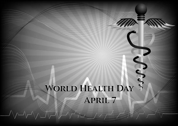 Abstract background with medical symbols. World Health day. Caduceus — Stock Vector