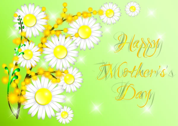 Carte de voeux avec des fleurs le jour de la fête des mères — Image vectorielle