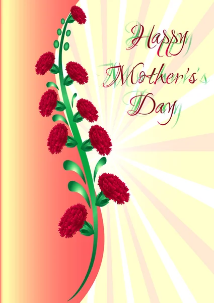 Tarjeta de felicitación con flores en el día de la madre — Vector de stock