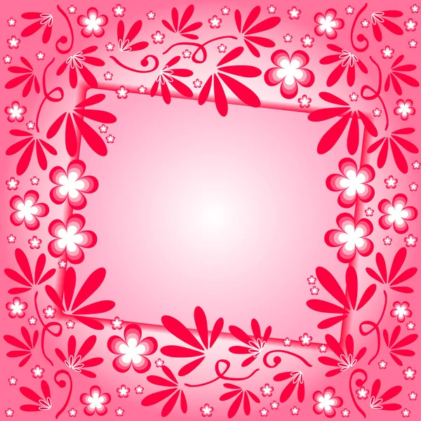 Crimson background with floral ornament and label — Stock Vector