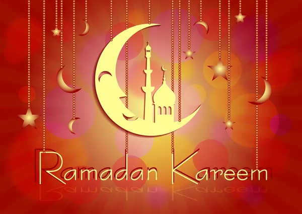 Kartu ucapan selamat dengan awal bulan puasa di bulan Ramadhan - Stok Vektor