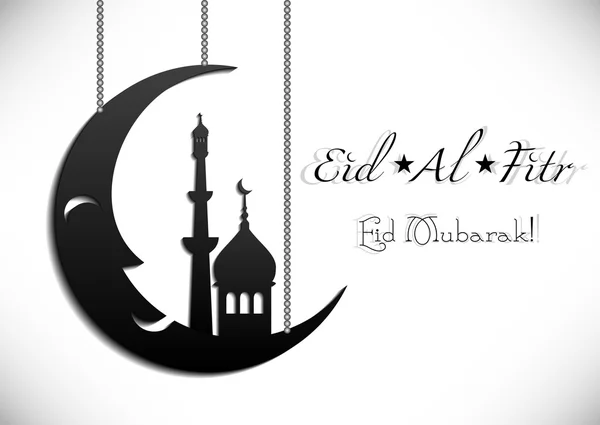 Tarjeta de felicitación con fiesta islámica Eid al-Fitr — Vector de stock