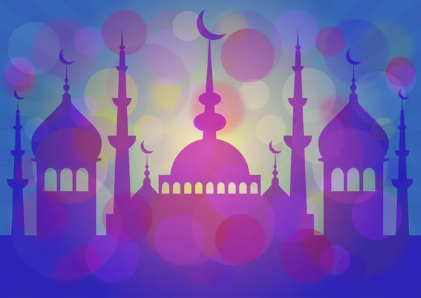 Tarjeta de felicitación con inicio del mes de ayuno Ramadán — Vector de stock