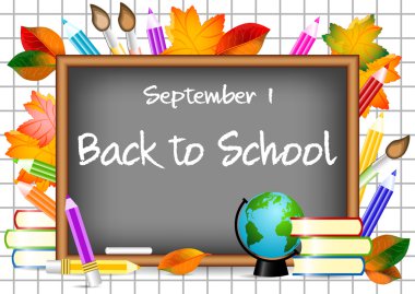 Kartpostal bilgi günü için. Geri okul illüstrasyon