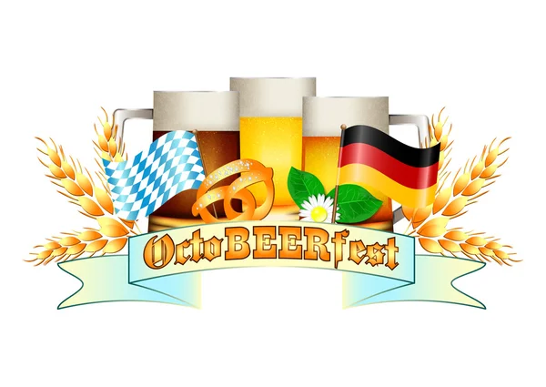 Buntes Logo für Postkarten und Grußkarten zum Oktoberfest — Stockvektor