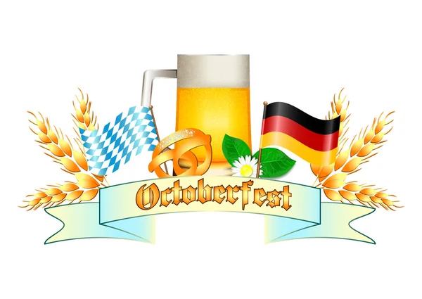 Logo colorido para postales y saludos con Oktoberfest — Vector de stock