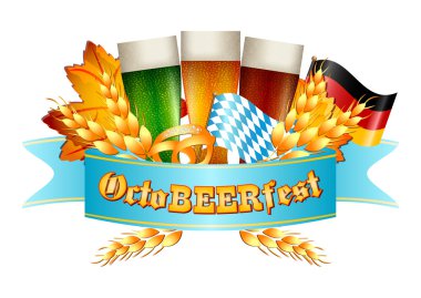 Kartpostal ve Selam ile Oktoberfest için renkli logo