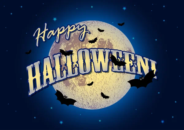 Ilustração festiva sobre o tema do Halloween. Lua na noite escura — Vetor de Stock