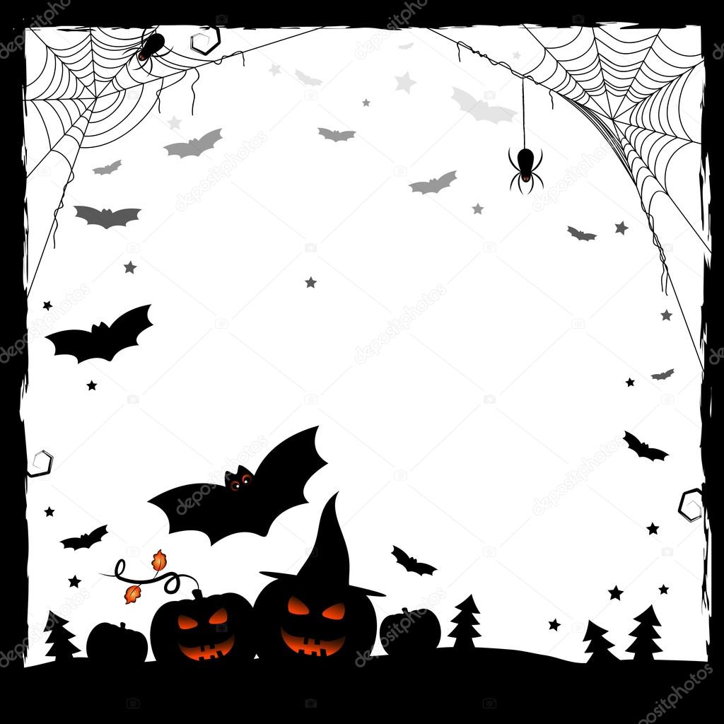 Festive illustration for Halloween. Black and white frame