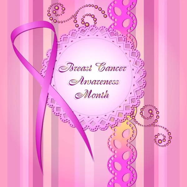 Χαριτωμένο κάρτα στο στυλ του scrapbooking. Μήνας συνειδητοποίησης καρκίνου του μαστού — Διανυσματικό Αρχείο