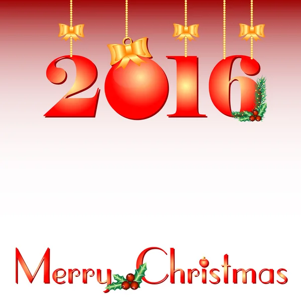 Kartka świąteczna z 2016 na powitanie nowego roku i święta — Wektor stockowy