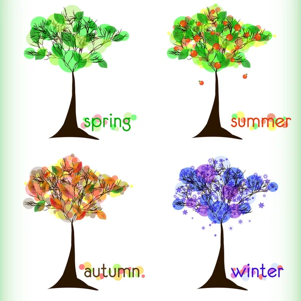 Fond naturel abstrait avec arbre en quatre saisons — Image vectorielle