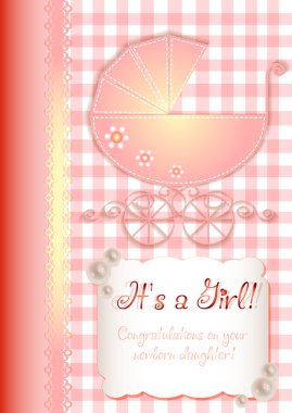 Yeni doğan kız scrapbooking tarzı için tebrik kartı