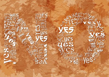 Word küçük Evet bej grunge arka plan üzerinde oluşan No