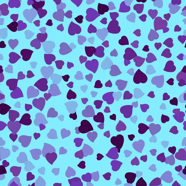 Fondo sin costuras con la dispersión de corazones violetas — Vector de stock