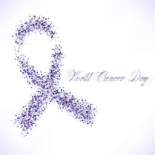 Shape of laverder ribbon from lilac glitter. World Cancer Day — Stock Vector