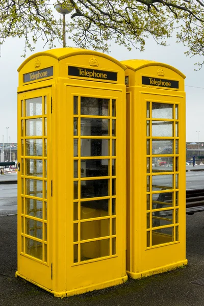 Yellow Guernsey Phone Boxes — Stock Photo, Image