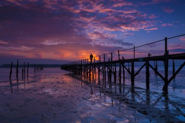 Poole Harbour günbatımı sahil sahne