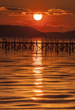 Poole Harbour günbatımı sahil sahne