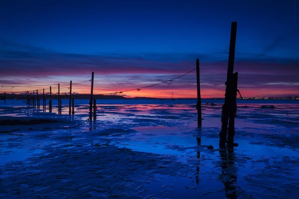 Pôr do sol cena costeira de Poole Harbour — Fotografia de Stock