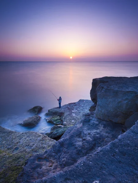 Rocky Coastline di Portland Bill al tramonto — Foto Stock