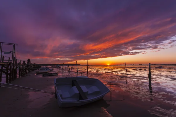 夕阳的沿海现场的普尔港 — 图库照片