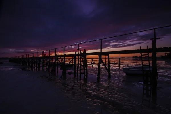 Scena costiera del tramonto del porto di Poole — Foto Stock