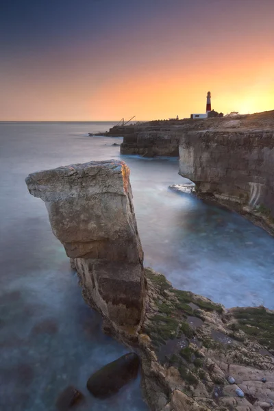 Klippiga kust av Portland Bill vid solnedgången — Stockfoto