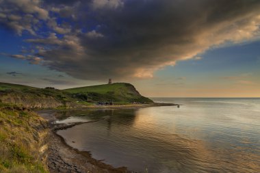 Sunset over the cliffs at Kimmeridge clipart