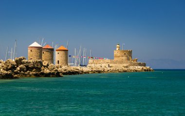 Traditional Windmill at Mandraki Harbour, Rhodes clipart