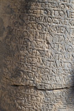 Lindos Acropolis taşlar üzerinde antik Yunan metin