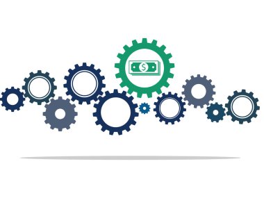 Para ve dişli. Para güdümlü sistem kavramı. vektör illüstrasyon vektörü