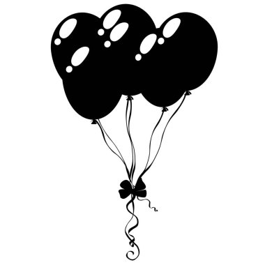Balonlar beyaz arkaplanda izole edilmiş bir simge. Siyah siluet balonlar. Düz biçim vektör illüstrasyonuName