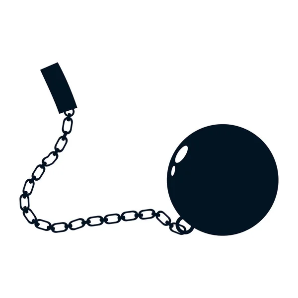 Ball Chain Shackle Icon Jail Chain Heavy Shackle Prison Ball — Stock Vector