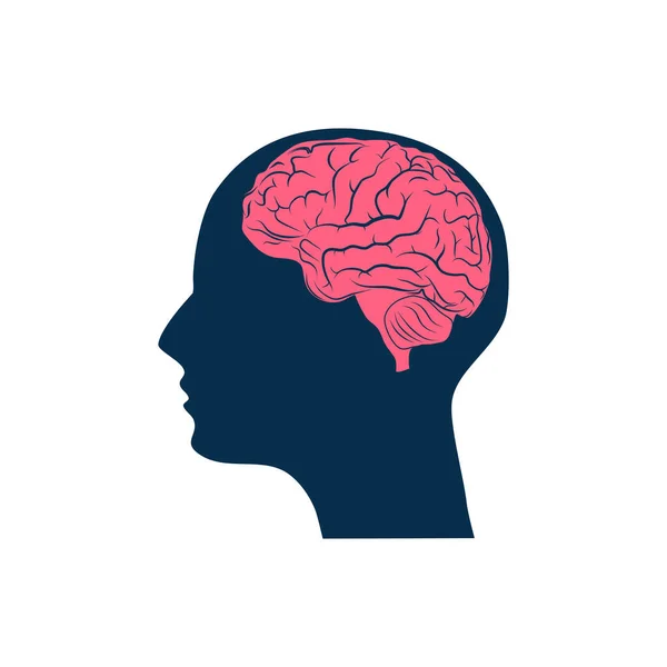 Tête Icône Cerveau Concept Mental Isolé Sur Fond Blanc Illustration — Image vectorielle