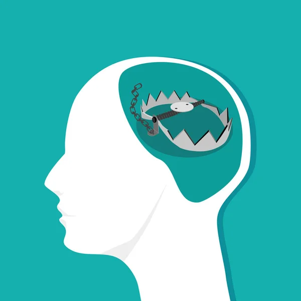 Μια Παγίδα Στο Ανθρώπινο Κεφάλι Παγίδα Σκέψης Διανυσματική Εικόνα Eps — Διανυσματικό Αρχείο