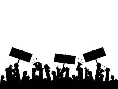 Silhouette crowd of people protesters. Protest. revolution. conflict. vector illustration eps clipart