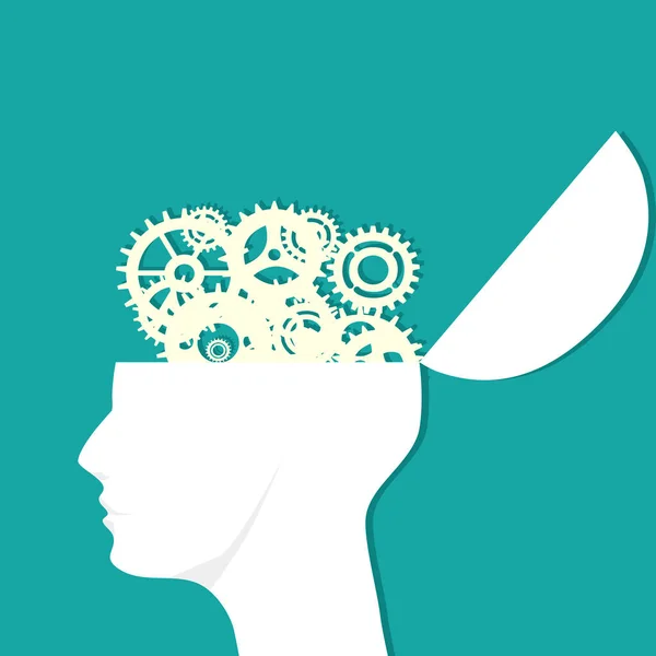 Brainstorming Prozesskonzept Menschlicher Kopf Mit Schalthirn Vektor Illustration Eps — Stockvektor
