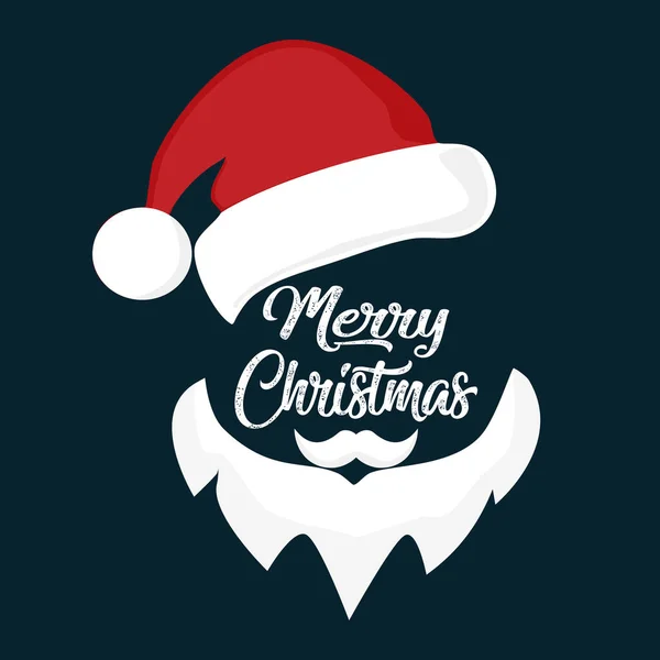 Noel Baba şapkası ve sakalı. Noel tebrik kartları. vektör illüstrasyonu