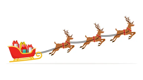 Sleigh Com Presentes Renas Ilustração Vetorial Natal Eps — Vetor de Stock