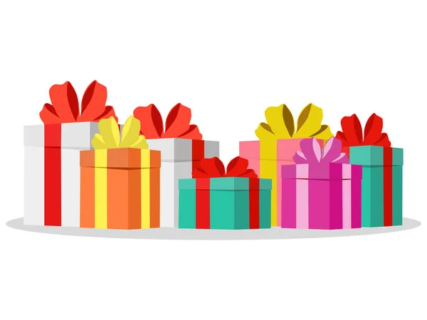 Grupo Regalos Coloridos Para Cumpleaños Celebración Navidad Ilustración Vectorial Eps — Vector de stock