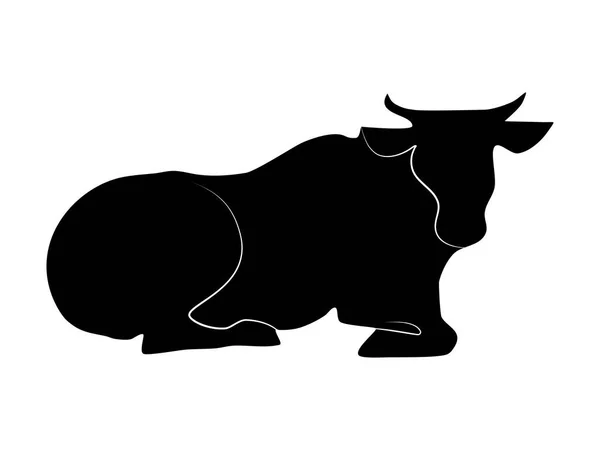 Black Silhouette Cow Isolated White Background Vector Illustration — Stock Vector