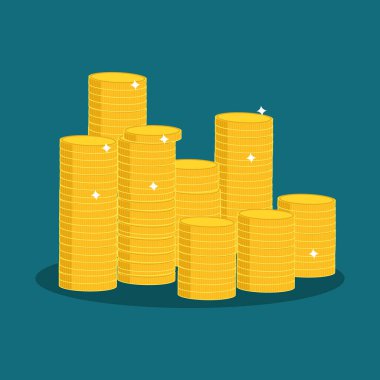 Yığınla altın para. Büyüme kavramı. izole edilmiş bir arkaplanda