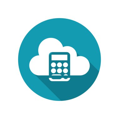 Hesap makinesi simgesi bulutta. Beyaz arka planda izole edilmiş. vektörler