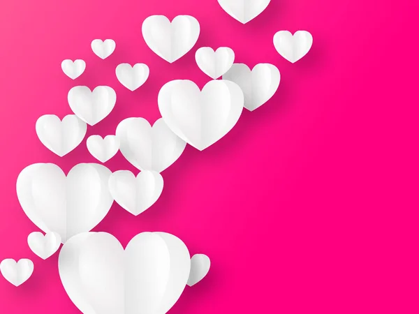 Valentijn Concept Achtergrond Wit Papier Harten Leuke Liefde Verkoop Banner — Stockfoto